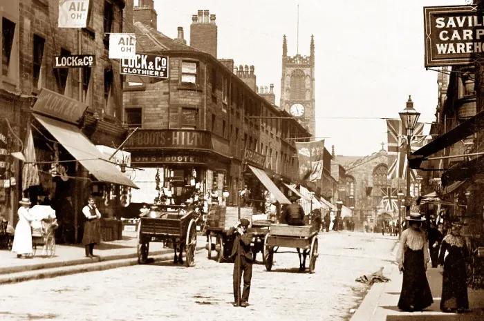 Framed Print : Huddersfield Cross Church Street early 1900s Framed Print : Huddersfield Cross Church Street early 1900s