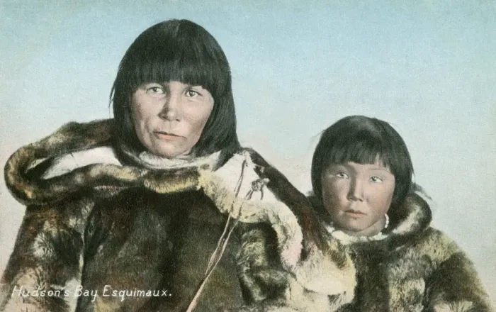 Framed Print : Hudsons Bay Inuit Mother and Daughter Framed Print : Hudsons Bay Inuit Mother and Daughter