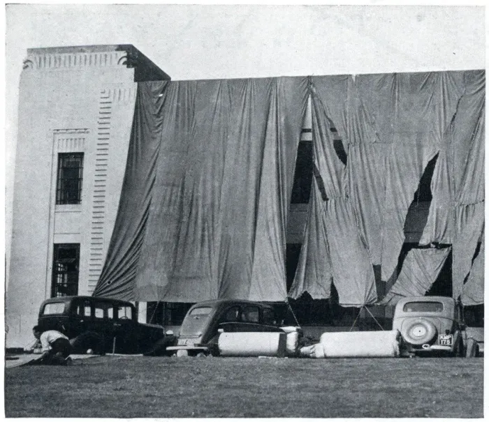 Framed Print : Huge blinds used to camouflage a factory, Sept 1939 Framed Print : Huge blinds used to camouflage a factory, Sept 1939