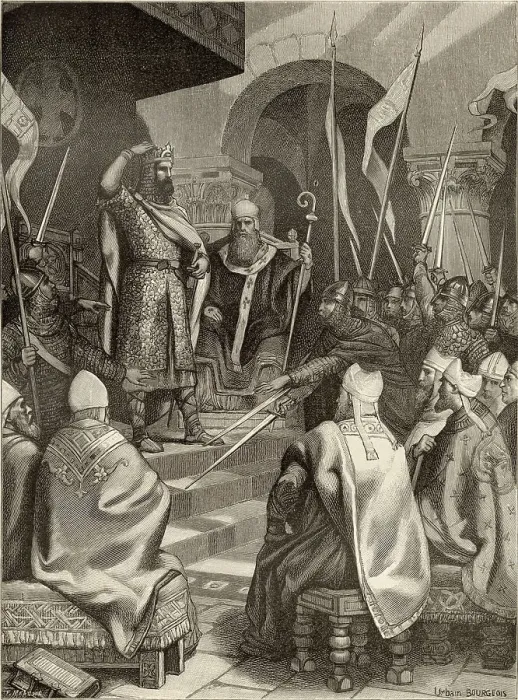 Framed Print : Hugues Capet is elected king of France by the nobles, at Senlis Date: 987 Framed Print : Hugues Capet is elected king of France by the nobles, at Senlis Date: 987