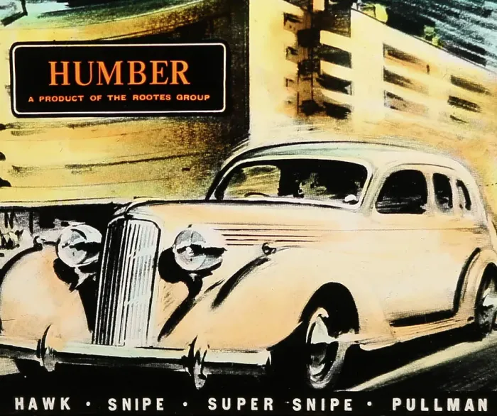 Framed Print : Humber cars cinema advertisement, probably 1940s Framed Print : Humber cars cinema advertisement, probably 1940s