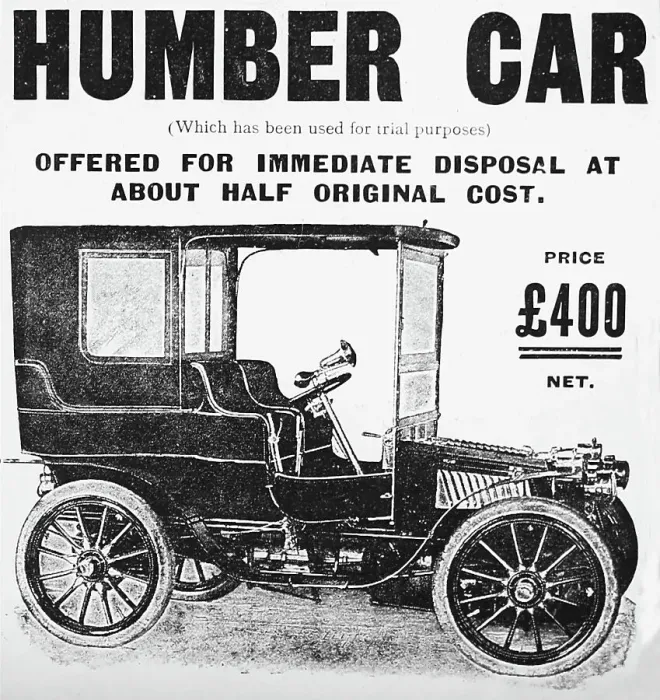 Framed Print : Humber veteran car advertisement, early 1900s Framed Print : Humber veteran car advertisement, early 1900s