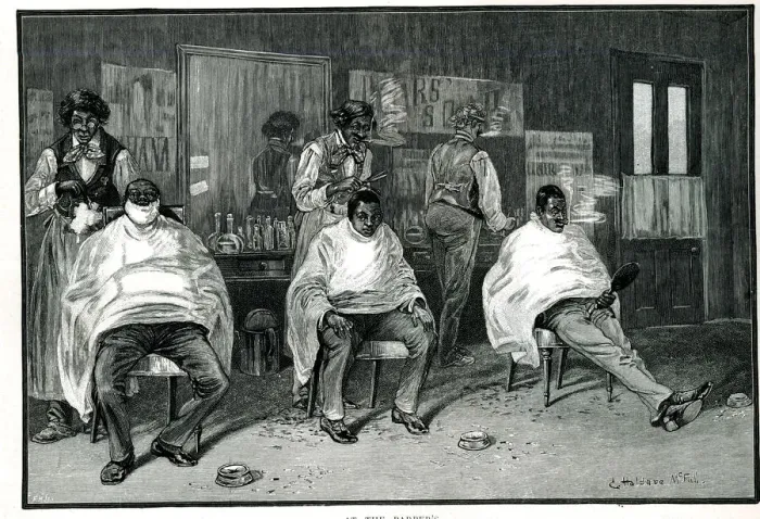 Framed Print : Humours of West Indian Life, At the Barber s Framed Print : Humours of West Indian Life, At the Barber s