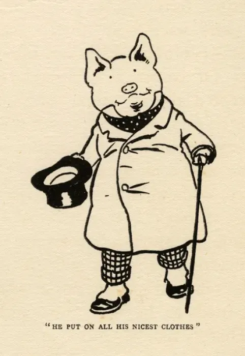 Framed Print : Hungry Peter the pig in his best clothes Framed Print : Hungry Peter the pig in his best clothes