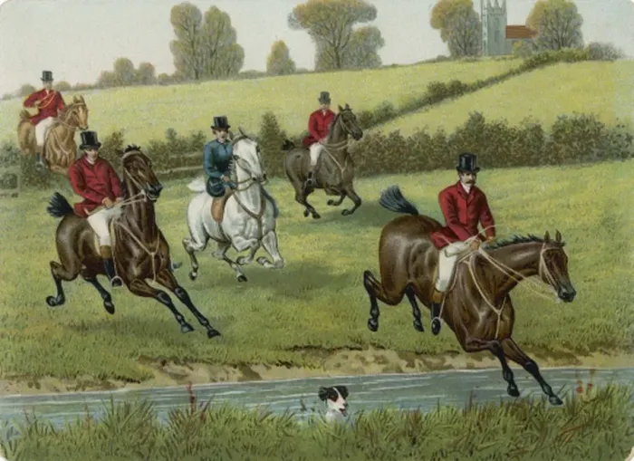 Framed Print : Hunters Cross a Stream Framed Print : Hunters Cross a Stream