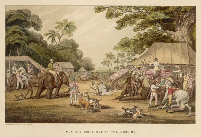 Framed Print : HUNTERS LEAVING CAMP Framed Print : HUNTERS LEAVING CAMP