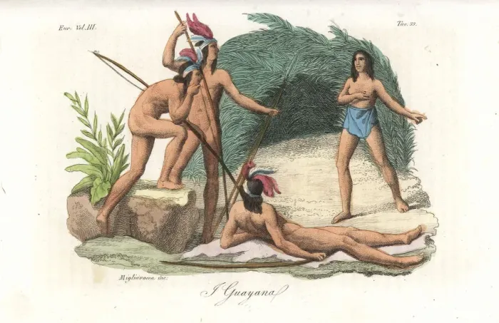 Framed Print : Hunters of the Wayana (Guayana) people of Paraguay Framed Print : Hunters of the Wayana (Guayana) people of Paraguay
