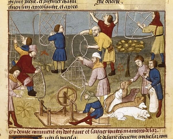 Hunting book (15th c. ). Making traps with ropes