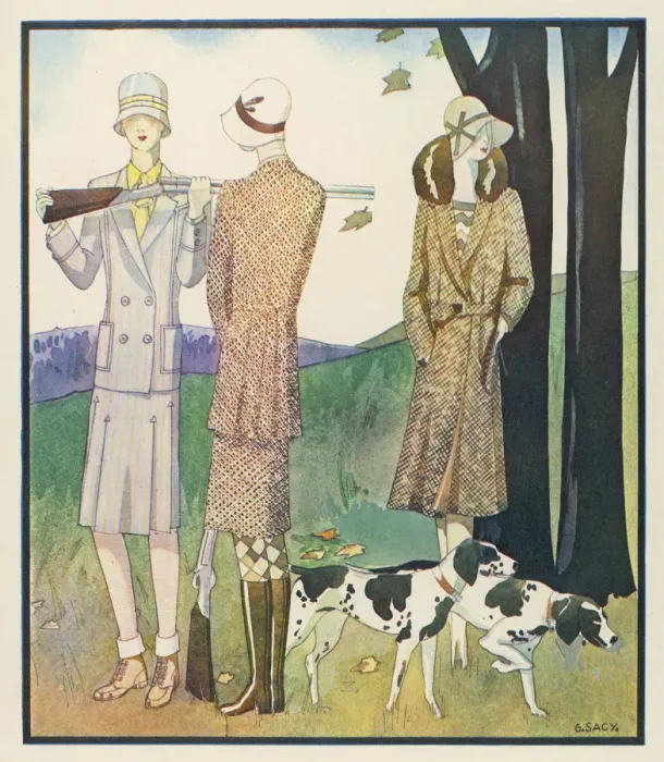 Framed Print : HUNTING DRESS 1929 Framed Print : HUNTING DRESS 1929