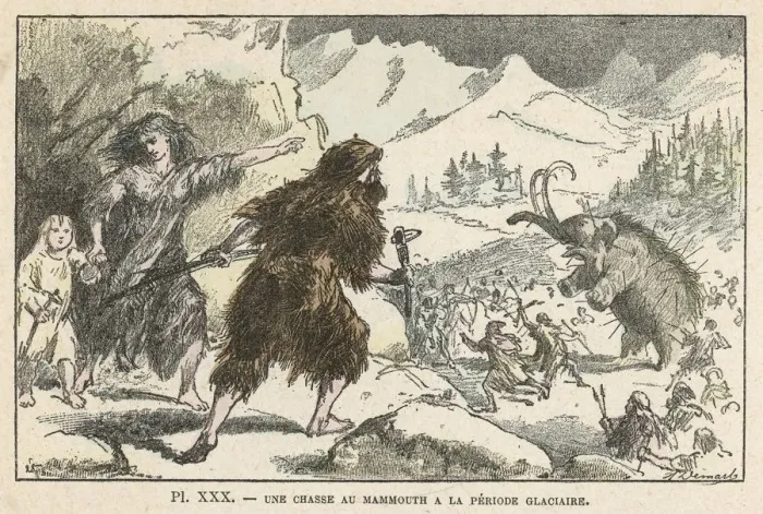 Framed Print : Hunting mammoth during the Ice Age Framed Print : Hunting mammoth during the Ice Age