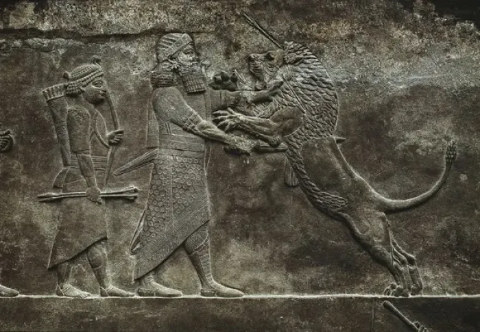 Framed Print : Hunting scenes Assyrian relief Framed Print : Hunting scenes Assyrian relief