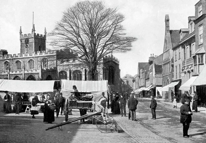Framed Print : Huntingdon Market Place early 1900s Framed Print : Huntingdon Market Place early 1900s