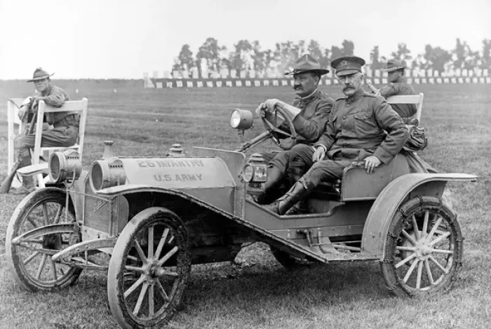 Framed Print : Hupp Motor Car Company driven by soldiers from the 26th infa Framed Print : Hupp Motor Car Company driven by soldiers from the 26th infa