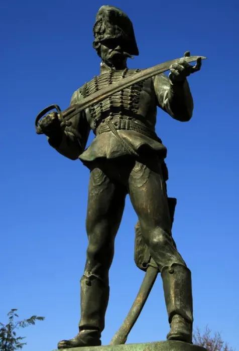 Framed Print : Husar statue with the eighteenth century clothing. Sculpted Framed Print : Husar statue with the eighteenth century clothing. Sculpted