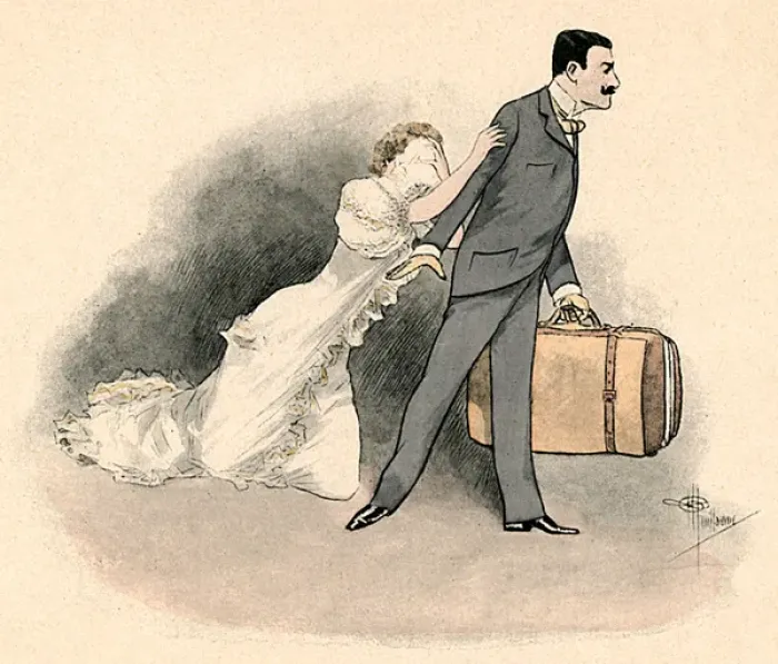 Framed Print : Husband Leaving 19C Framed Print : Husband Leaving 19C