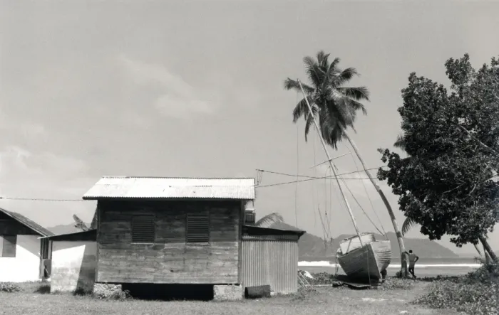 Framed Print : Hut, boat and trees, La Digue, Seychelles Framed Print : Hut, boat and trees, La Digue, Seychelles