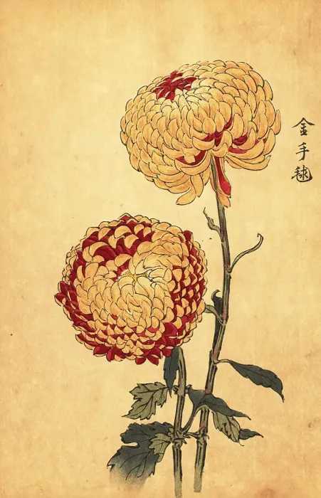 Framed Print : Hybrid yellow and scarlet pompon chrysanthemum