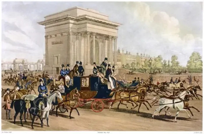 Framed Print : Hyde Park Corner / 1838 Framed Print : Hyde Park Corner / 1838