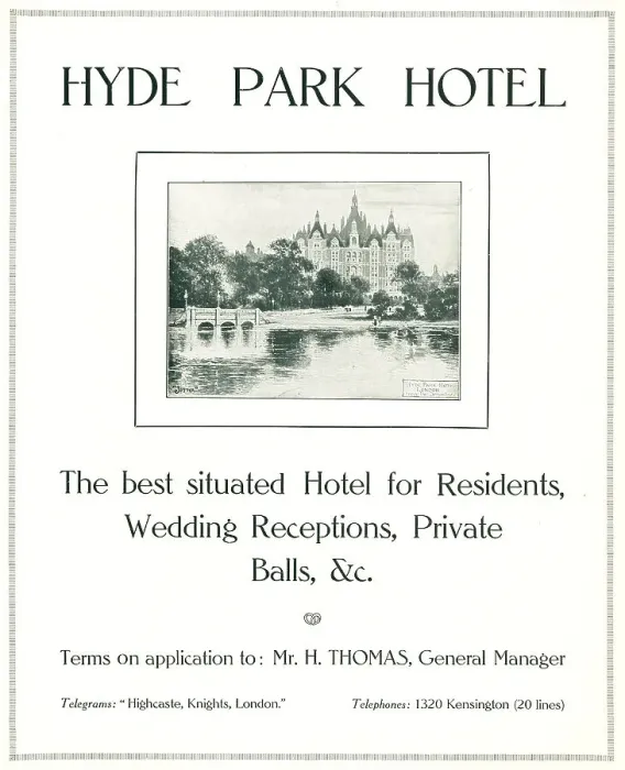 Framed Print : Hyde Park Hotel Advertisement Framed Print : Hyde Park Hotel Advertisement