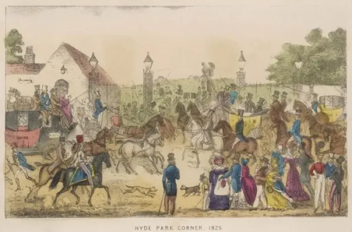 Framed Print : Hyde Pk Corner / 1825 / Col Framed Print : Hyde Pk Corner / 1825 / Col
