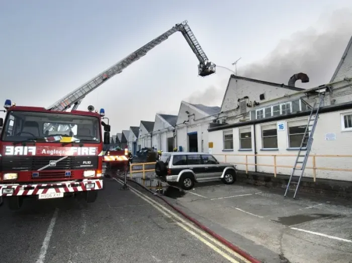 Framed Print : A hydraulic lift in action at a fire, Walthamstow Framed Print : A hydraulic lift in action at a fire, Walthamstow