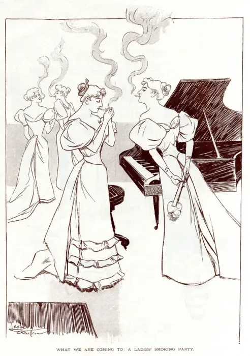 Framed Print : Hypothetical female smoking party, May 1894 Framed Print : Hypothetical female smoking party, May 1894