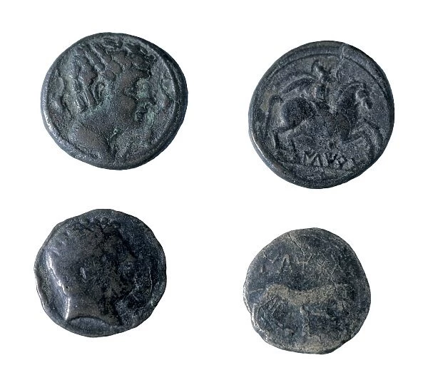 Iberian coins with Iberian characters. Mint of