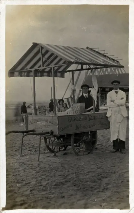 Framed Print : Ice Cream Cart and Seller, Skegness, Lincolnshire Framed Print : Ice Cream Cart and Seller, Skegness, Lincolnshire