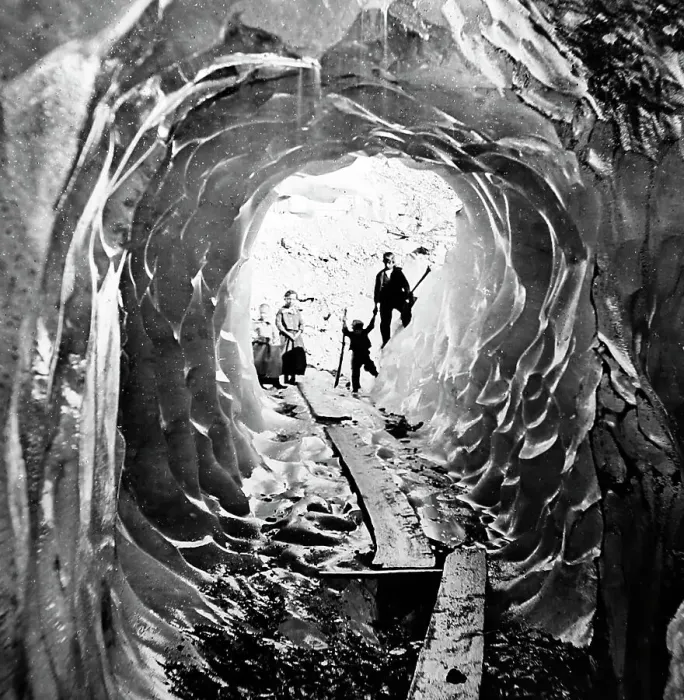 Framed Print : Ice Grotto, Switzerland, Victorian period Framed Print : Ice Grotto, Switzerland, Victorian period