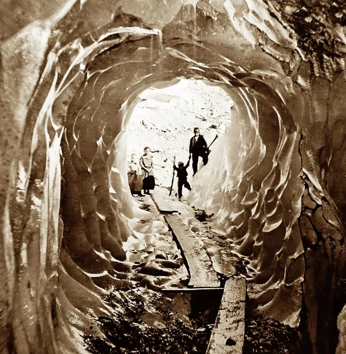 Framed Print : Ice Grotto, Switzerland, Victorian period Framed Print : Ice Grotto, Switzerland, Victorian period