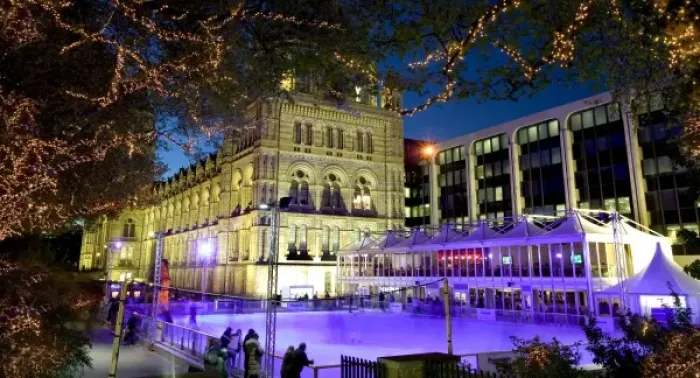 Framed Print : The ice rink at the Natural History Museum, London Framed Print : The ice rink at the Natural History Museum, London