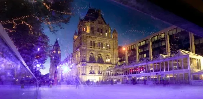 Framed Print : The ice rink at the Natural History Museum, London Framed Print : The ice rink at the Natural History Museum, London