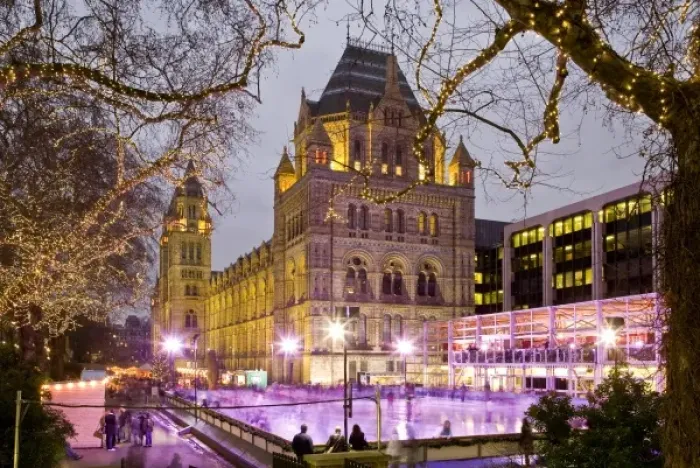 Framed Print : The ice rink at the Natural History Museum, London Framed Print : The ice rink at the Natural History Museum, London