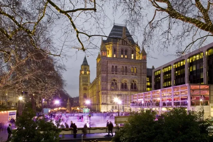 Framed Print : The ice rink at the Natural History Museum, London Framed Print : The ice rink at the Natural History Museum, London