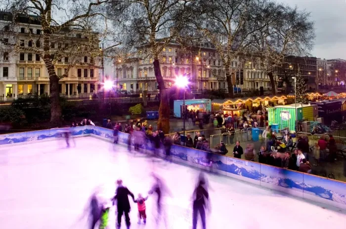 Framed Print : The ice rink at the Natural History Museum, London Framed Print : The ice rink at the Natural History Museum, London