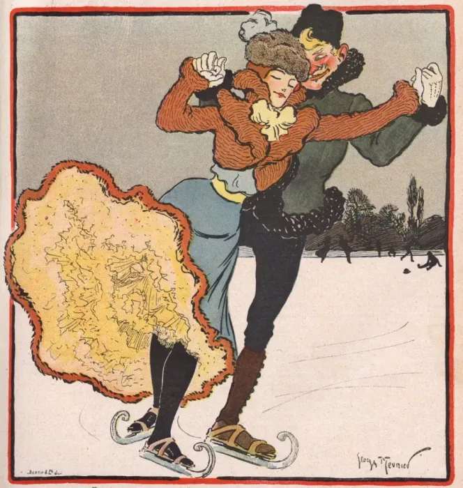 Framed Print : Ice Skating Couple 1901 Framed Print : Ice Skating Couple 1901
