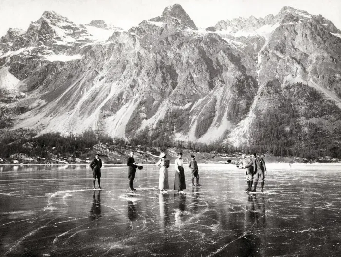 Framed Print : Ice Skating, Lake Maloya Framed Print : Ice Skating, Lake Maloya