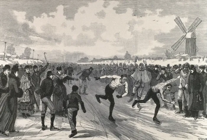 Framed Print : Ice-skating race in Littleport (Cambridgeshire) Framed Print : Ice-skating race in Littleport (Cambridgeshire)