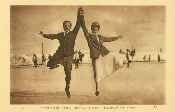 Framed Print : Ice Skating in Winter at Luchon Superbagneres, France Framed Print : Ice Skating in Winter at Luchon Superbagneres, France