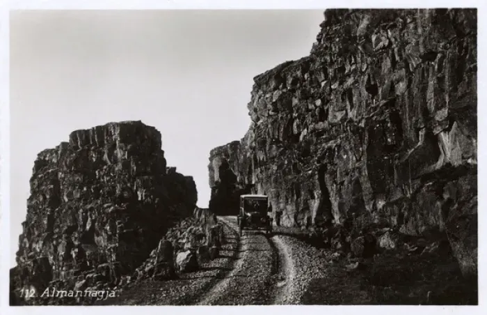 Framed Print : Iceland - Car on road within Almannagja Canyon, Thingvellir Framed Print : Iceland - Car on road within Almannagja Canyon, Thingvellir