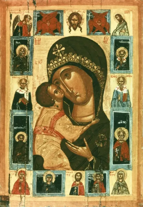 Framed Print : Icon of the Virgin of the Tenderness. Russian