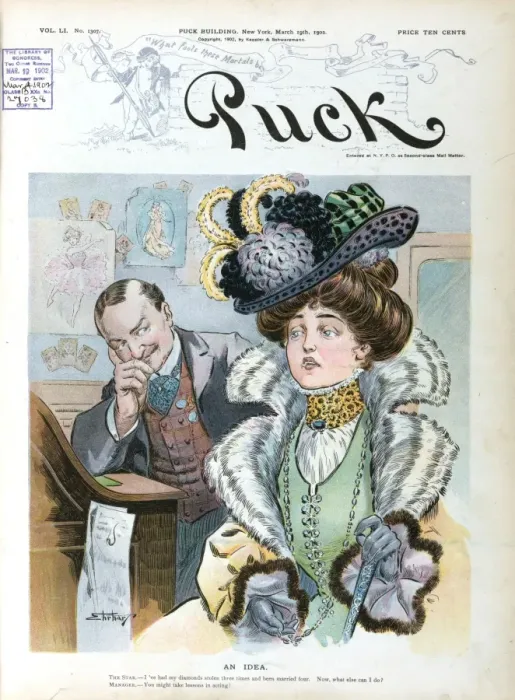 Framed Print : An idea. Illustration shows an actress and her manager sitting in an office Framed Print : An idea. Illustration shows an actress and her manager sitting in an office