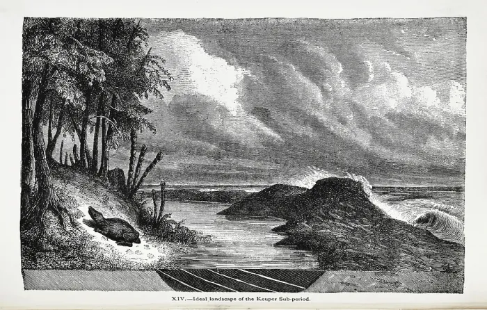 Framed Print : Ideal landscape of the Keuper Sub-period Framed Print : Ideal landscape of the Keuper Sub-period