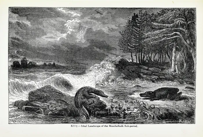 Framed Print : Ideal landscape of the Muschelkalk Sub-period Framed Print : Ideal landscape of the Muschelkalk Sub-period