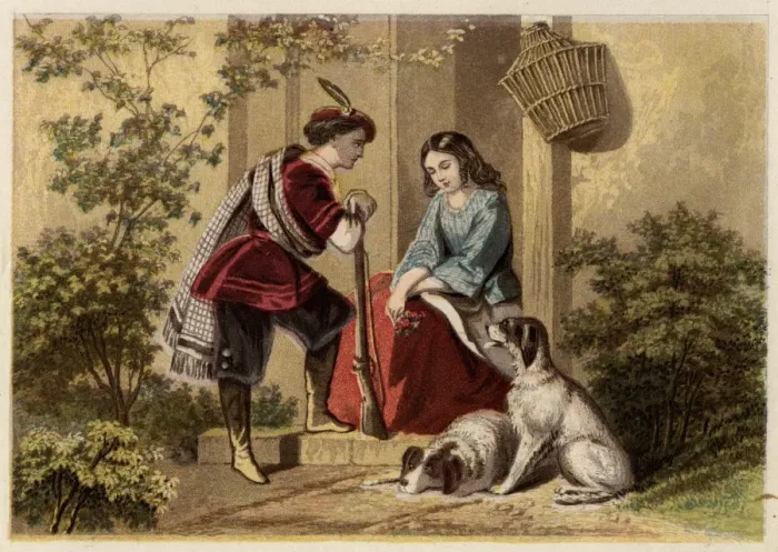Framed Print : Idealised Victorian love scene Framed Print : Idealised Victorian love scene