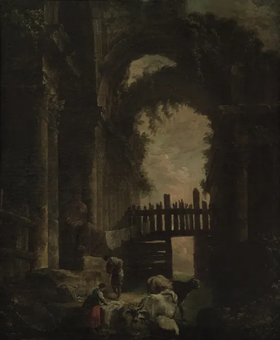 Framed Print : An Idyllic Landscape, by Hubert Robert (1733-1808) Framed Print : An Idyllic Landscape, by Hubert Robert (1733-1808)