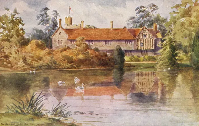 Framed Print : Ightham Mote, Kent - a medieval moated manor house. Date: 1907 Framed Print : Ightham Mote, Kent - a medieval moated manor house. Date: 1907
