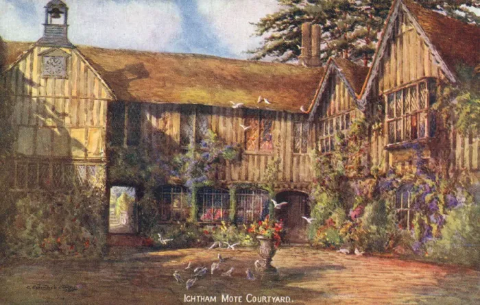Framed Print : Ightham Mote, Kent - a medieval moated manor house - The Courtyard. Date: 1905 Framed Print : Ightham Mote, Kent - a medieval moated manor house - The Courtyard. Date: 1905