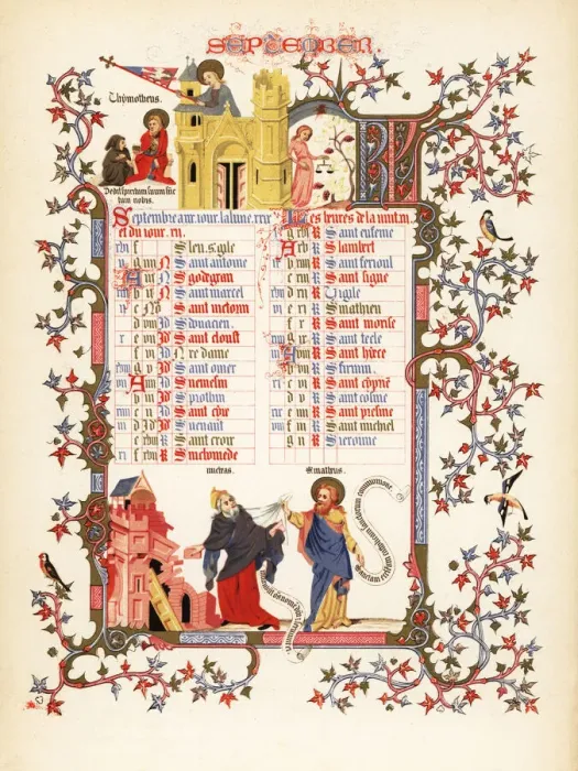 Framed Print : Illuminated calendar for September 1846 Framed Print : Illuminated calendar for September 1846