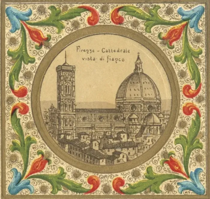 Framed Print : Illuminated illustration of Florence, showing the Duomo Framed Print : Illuminated illustration of Florence, showing the Duomo